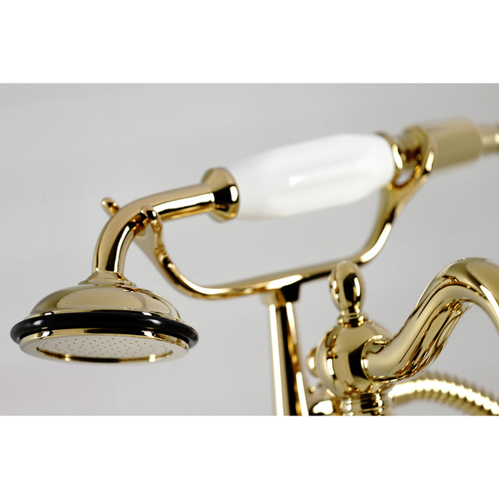 Vintage CC6017T2 Three-Handle 2-Hole Deck Mount Clawfoot Tub Faucet with Hand Shower, Polished Brass