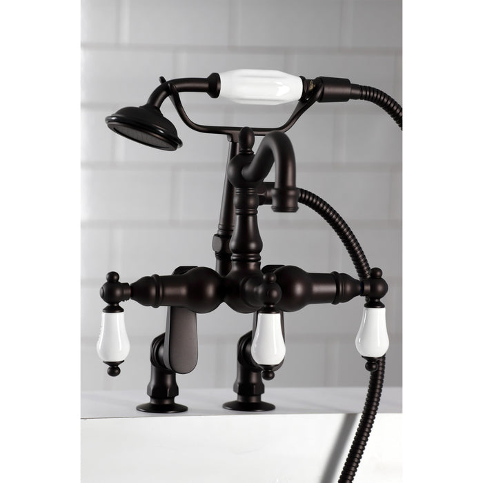 Vintage CC6017T5 Three-Handle 2-Hole Deck Mount Clawfoot Tub Faucet with Hand Shower, Oil Rubbed Bronze