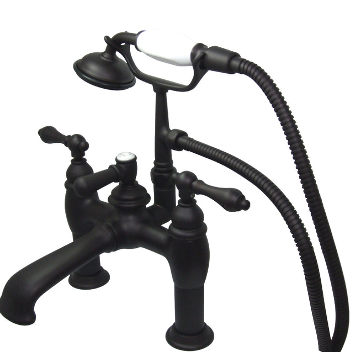 Vintage CC603T5 Three-Handle 2-Hole Deck Mount Clawfoot Tub Faucet with Hand Shower, Oil Rubbed Bronze