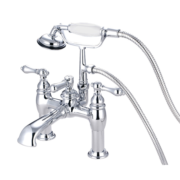 Vintage CC604T1 Three-Handle 2-Hole Deck Mount Clawfoot Tub Faucet with Hand Shower, Polished Chrome