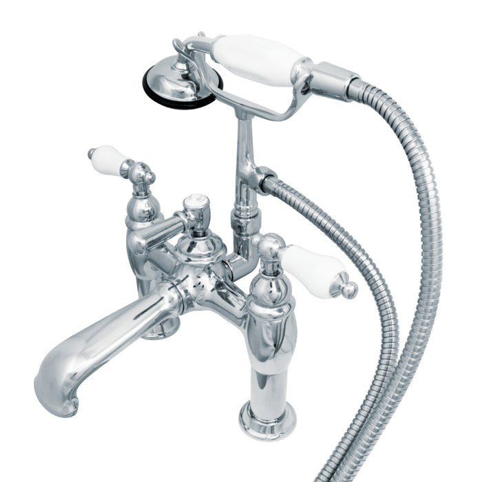 Vintage CC606T1 Three-Handle 2-Hole Deck Mount Clawfoot Tub Faucet with Hand Shower, Polished Chrome