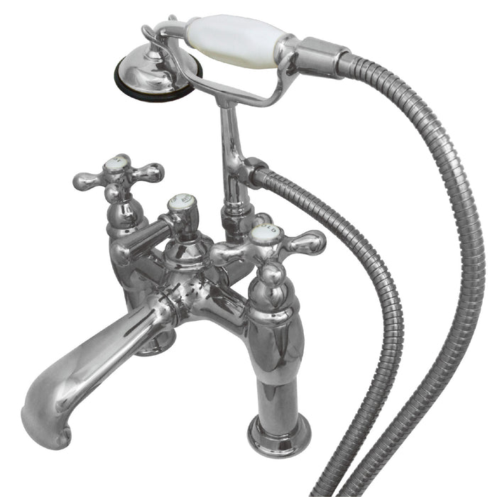 Kingston Heirloom CC610T1 - Vintage Two-Handle 2-Hole Deck-Mount Clawfoot Tub Faucet with Hand Shower, Polished Chrome