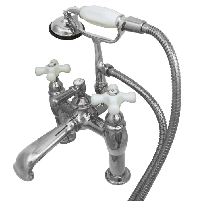 Vintage CC612T1 Three-Handle 2-Hole Deck Mount Clawfoot Tub Faucet with Hand Shower, Polished Chrome