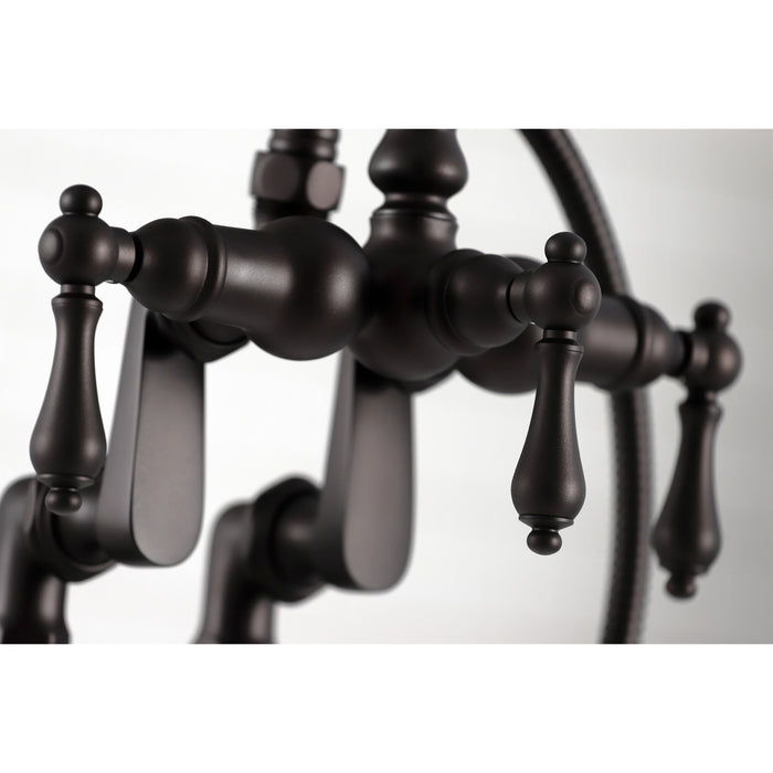 Vintage CC613T5 Three-Handle 2-Hole Deck Mount Clawfoot Tub Faucet with Hand Shower, Oil Rubbed Bronze