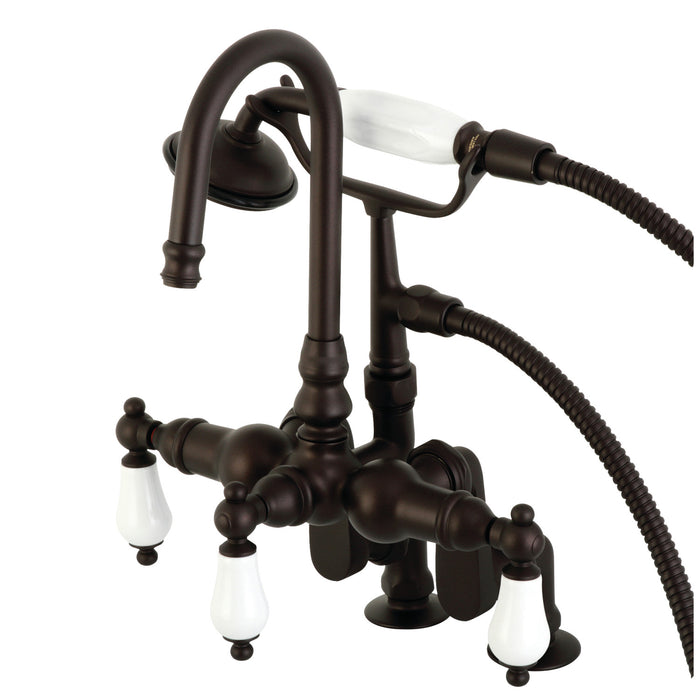 Vintage CC615T5 Three-Handle 2-Hole Deck Mount Clawfoot Tub Faucet with Hand Shower, Oil Rubbed Bronze