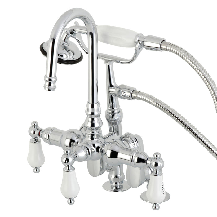 Vintage CC618T1 Three-Handle 2-Hole Deck Mount Clawfoot Tub Faucet with Hand Shower, Polished Chrome