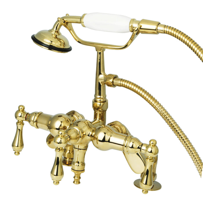 Vintage CC619T2 Three-Handle 2-Hole Deck Mount Clawfoot Tub Faucet with Hand Shower, Polished Brass