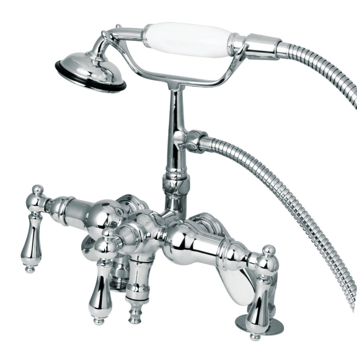 Vintage CC620T1 Three-Handle 2-Hole Deck Mount Clawfoot Tub Faucet with Hand Shower, Polished Chrome