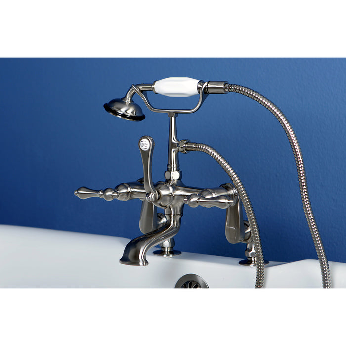 Vintage CC651T8 Three-Handle 2-Hole Deck Mount Clawfoot Tub Faucet with Hand Shower, Brushed Nickel