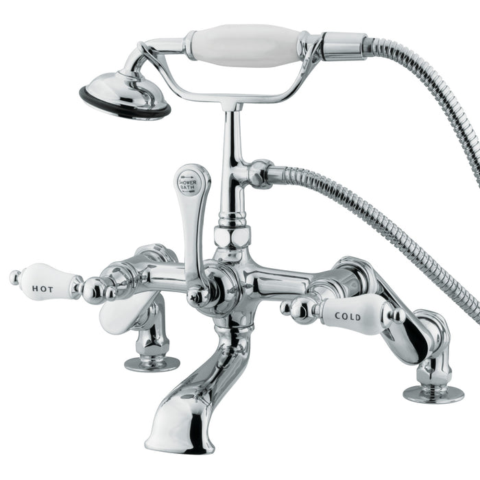 Vintage CC654T1 Three-Handle 2-Hole Deck Mount Clawfoot Tub Faucet with Hand Shower, Polished Chrome