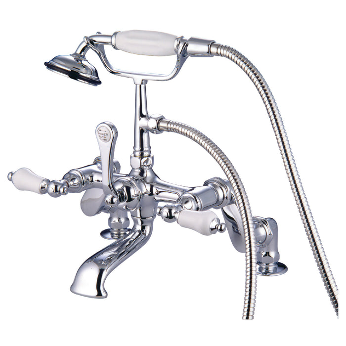 Vintage CC656T1 Three-Handle 2-Hole Deck Mount Clawfoot Tub Faucet with Hand Shower, Polished Chrome