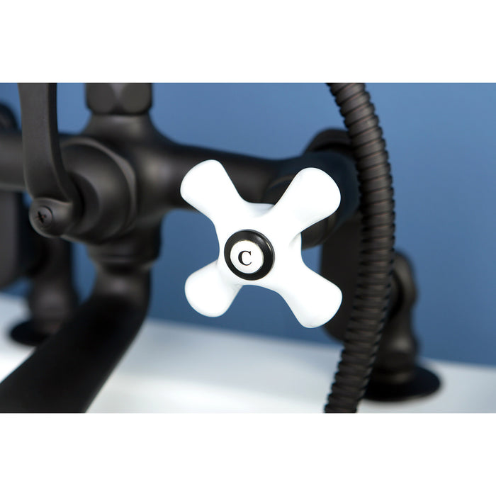 Kingston Heirloom CC659T5 - Vintage Three-Handle 2-Hole Deck-Mount Clawfoot Tub Faucet with Hand Shower, Oil Rubbed Bronze