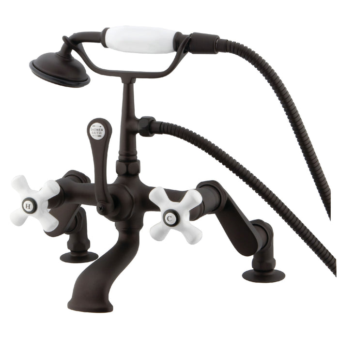 Vintage CC659T5 Three-Handle 2-Hole Deck Mount Clawfoot Tub Faucet with Hand Shower, Oil Rubbed Bronze