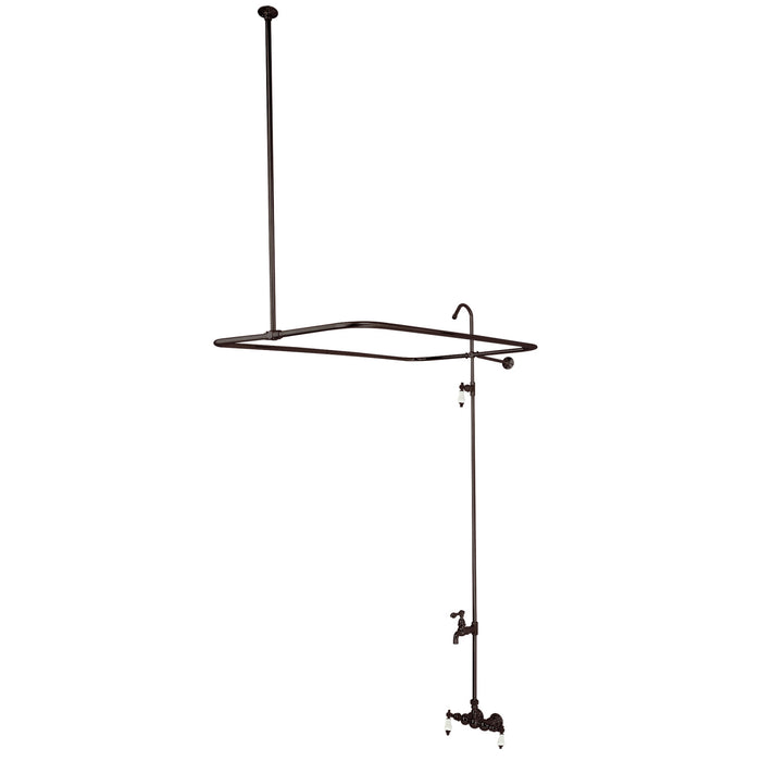 Kingston Heirloom CC65T5 - Vintage Three-Handle 2-Hole Tub Wall Mount Clawfoot Tub Faucet with Shower Enclosure, Oil Rubbed Bronze