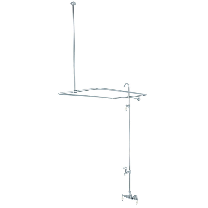 Kingston Heirloom CC66T1 - Vintage Three-Handle 2-Hole Tub Wall Mount Clawfoot Tub Faucet with Shower Enclosure, Polished Chrome