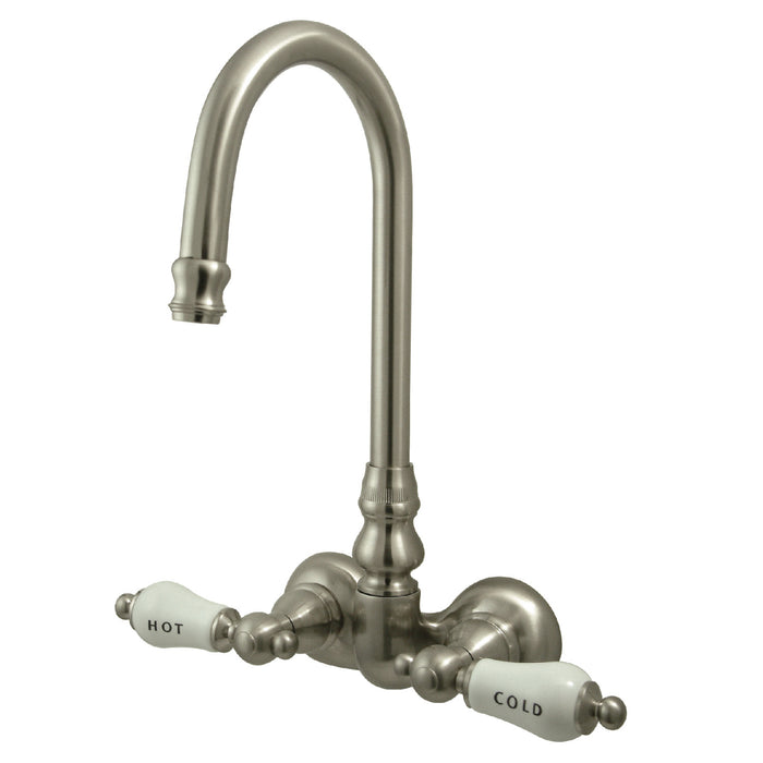 Kingston Heirloom CC73T8 - Vintage Two-Handle 2-Hole Tub Wall Mount Clawfoot Tub Faucet, Brushed Nickel