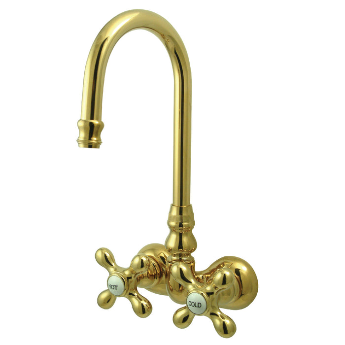 Kingston Heirloom CC77T2 - Vintage Two-Handle 2-Hole Tub Wall Mount Clawfoot Tub Faucet, Polished Brass
