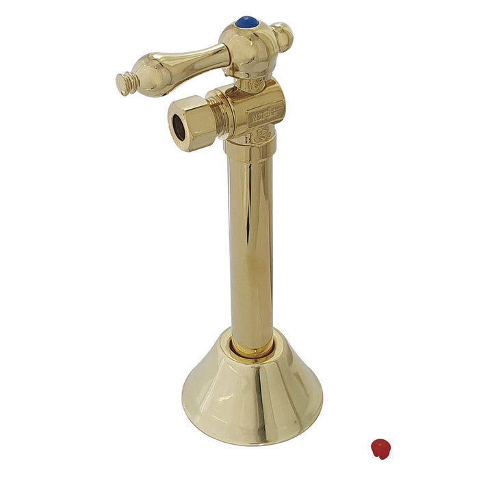 Vintage CC83202 1/2-Inch Sweat x 3/8-Inch OD Comp Quarter-Turn Angle Stop Valve with 5-Inch Extension, Polished Brass