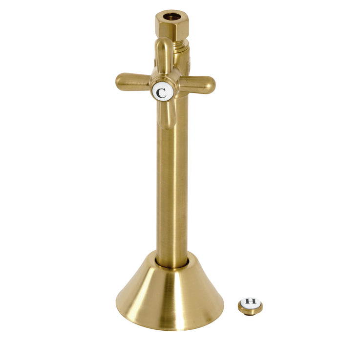 Vintage CC83257X 1/2-Inch Sweat x 3/8-Inch OD Comp Quarter-Turn Straight Stop Valve with 5-Inch Extension, Brushed Brass