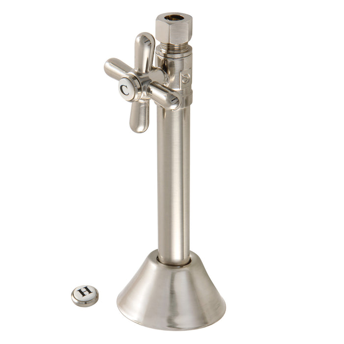 Vintage CC83258X 1/2-Inch Sweat x 3/8-Inch OD Comp Quarter-Turn Straight Stop Valve with 5-Inch Extension, Brushed Nickel