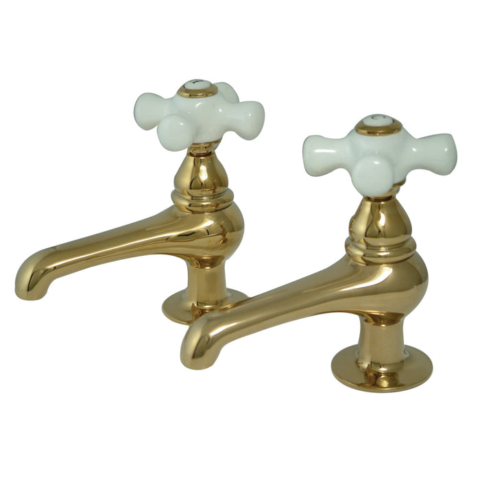 Vintage CC9L2 Two-Handle Deck Mount Basin Tap Faucet, Polished Brass