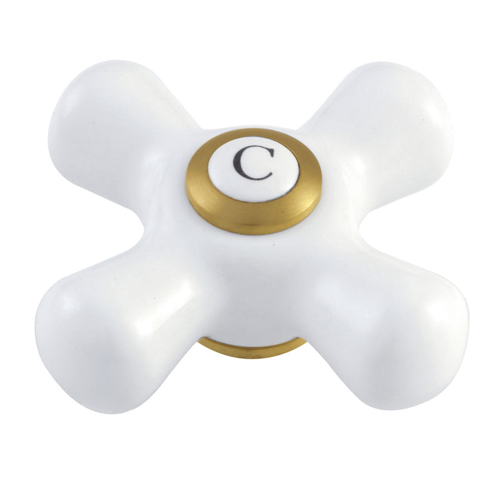 Kingston Vintage CCCX7C Porcelain Cross Handle (Cold Side), Brushed Brass