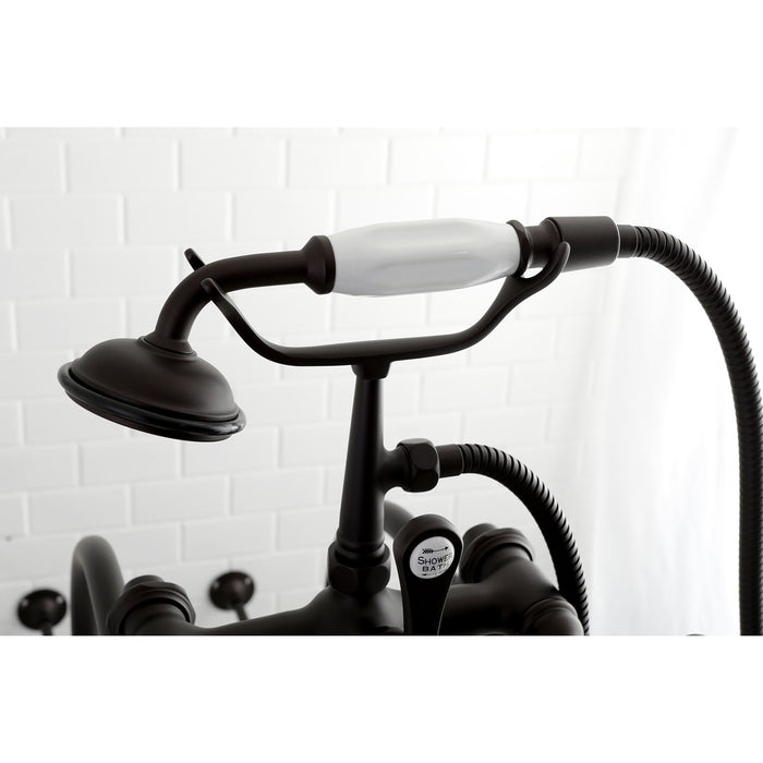 Kingston Heirloom CCK103T5 - Vintage Three-Handle 2-Hole Freestanding Clawfoot Tub Faucet Package with Supply Line and Hand Shower, Oil Rubbed Bronze