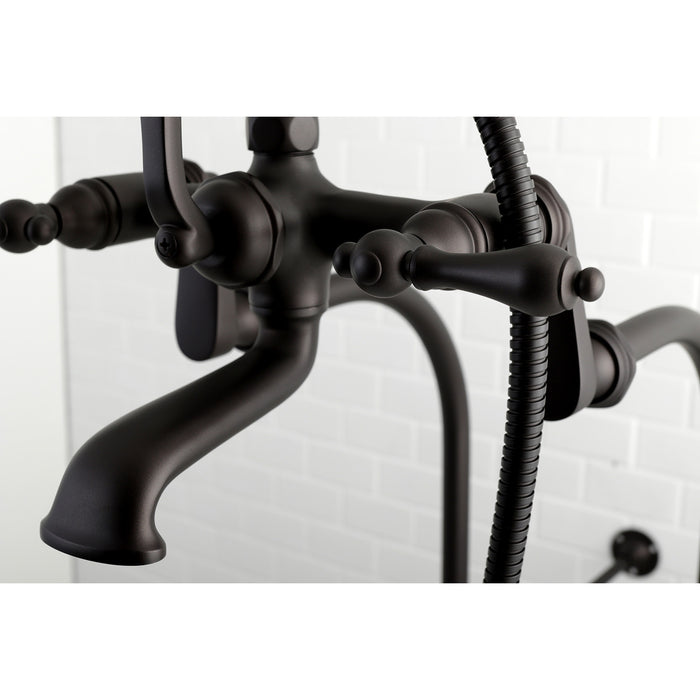 Vintage CCK103T5 Three-Handle 2-Hole Freestanding Clawfoot Tub Faucet Package with Supply Line and Stop Valve, Oil Rubbed Bronze