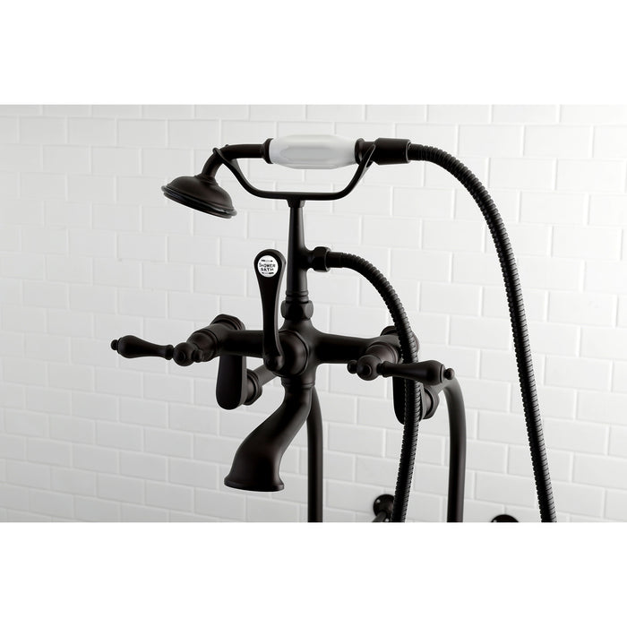 Kingston Heirloom CCK103T5 - Vintage Three-Handle 2-Hole Freestanding Clawfoot Tub Faucet Package with Supply Line and Hand Shower, Oil Rubbed Bronze