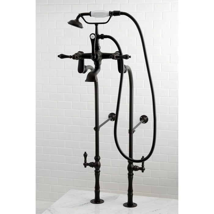 Kingston Heirloom CCK103T5 - Vintage Three-Handle 2-Hole Freestanding Clawfoot Tub Faucet Package with Supply Line and Hand Shower, Oil Rubbed Bronze