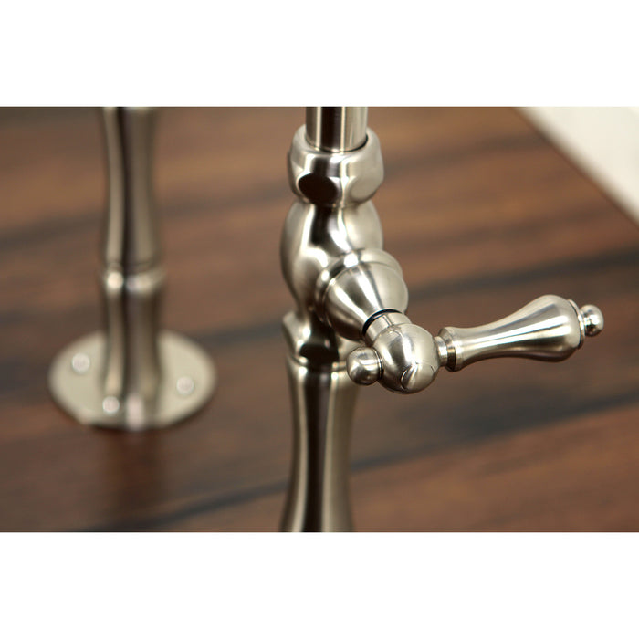 Vintage CCK103T8 Three-Handle 2-Hole Freestanding Clawfoot Tub Faucet Package with Supply Line and Stop Valve, Brushed Nickel