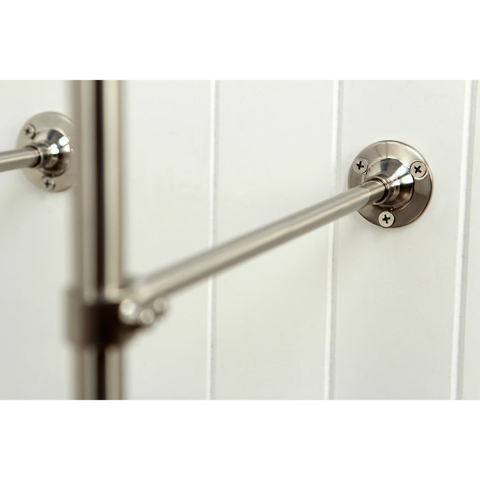 Kingston Heirloom CCK103T8 - Vintage Three-Handle 2-Hole Freestanding Clawfoot Tub Faucet Package with Supply Line and Hand Shower, Brushed Nickel