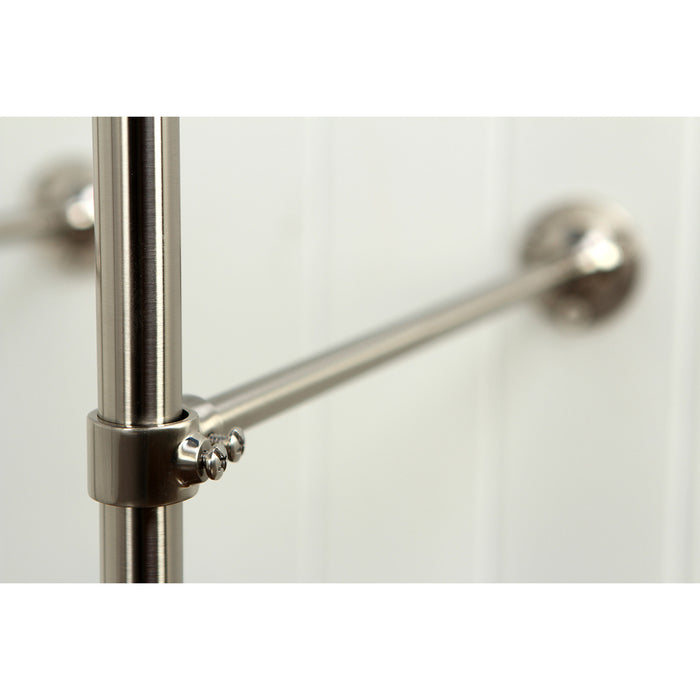 Kingston Heirloom CCK103T8 - Vintage Three-Handle 2-Hole Freestanding Clawfoot Tub Faucet Package with Supply Line and Hand Shower, Brushed Nickel