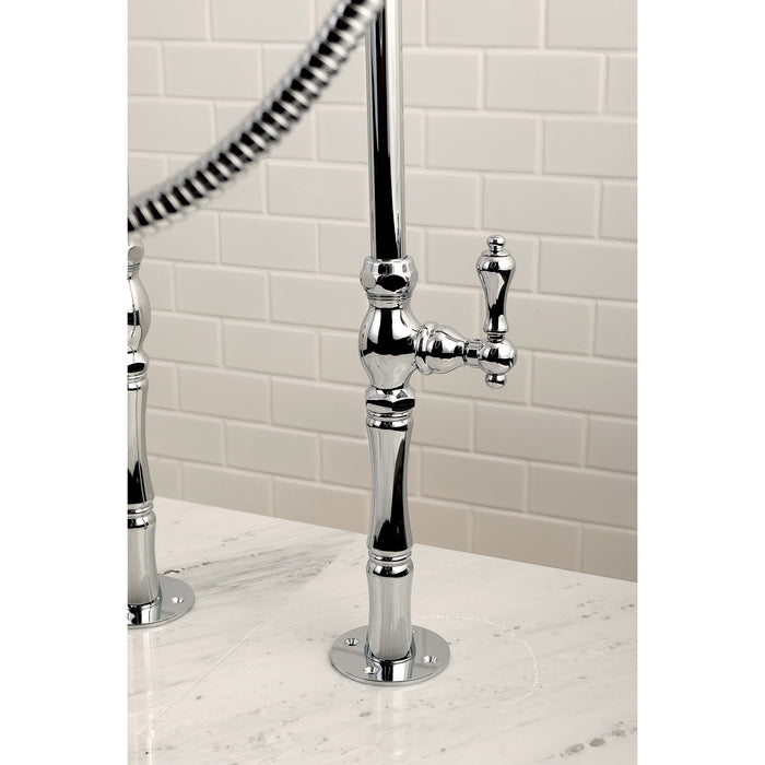 Vintage CCK104T1 Three-Handle 2-Hole Freestanding Clawfoot Tub Faucet Package with Supply Line and Stop Valve, Polished Chrome