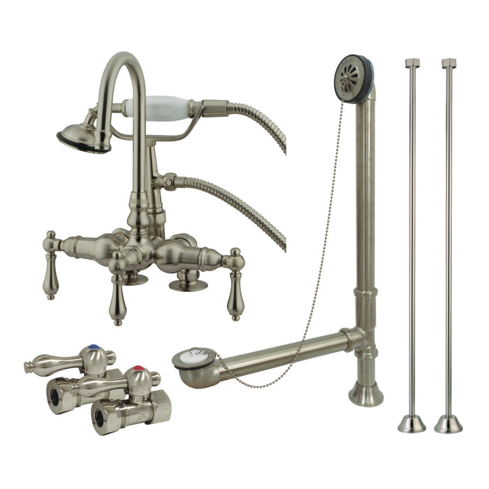 Vintage CCK13T8 Two-Handle 2-Hole Deck Mount Clawfoot Tub Faucet Package with Supply Line, Brushed Nickel