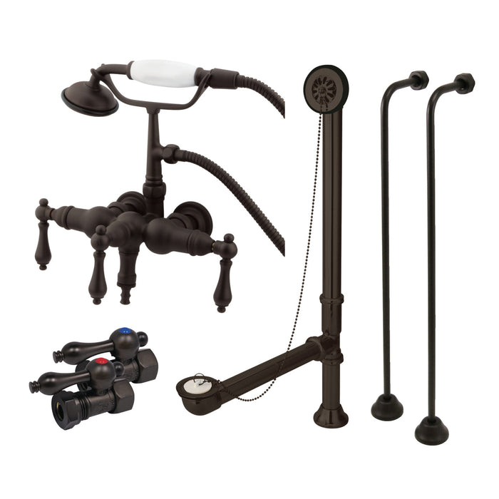 Vintage CCK19T5A Two-Handle 2-Hole Tub Wall Mount Clawfoot Tub Faucet Package with Supply Line, Oil Rubbed Bronze