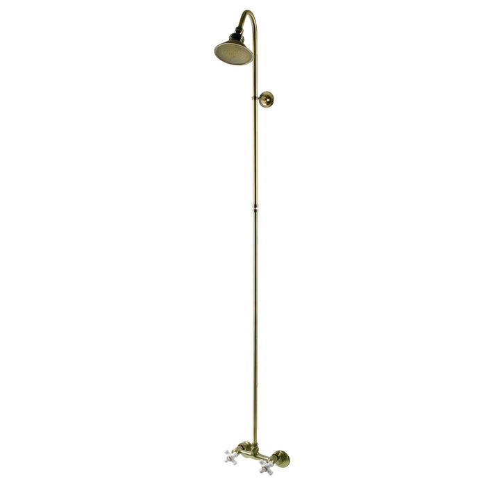Kingston Heirloom CCK2133PX - Vintage Wall Mount Shower Combo, Antique Brass