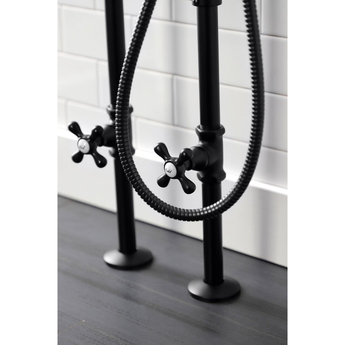 Kingston CCK226K0 Three-Handle 2-Hole Freestanding Clawfoot Tub Faucet Package with Supply Line and Stop Valve, Matte Black