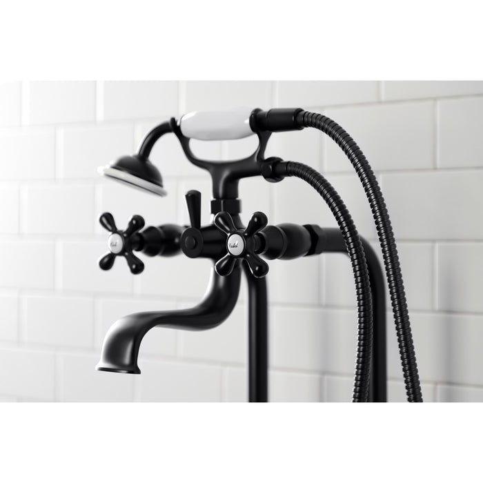 Kingston CCK226K0 Three-Handle 2-Hole Freestanding Clawfoot Tub Faucet Package with Supply Line and Stop Valve, Matte Black