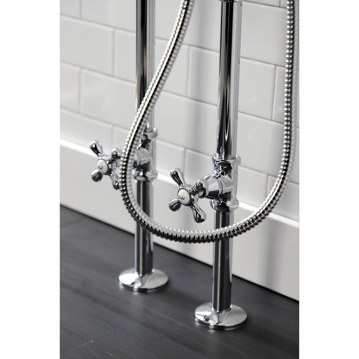 Kingston Heirloom CCK226K1 - Kingston Three-Handle 2-Hole Freestanding Clawfoot Tub Faucet Package with Supply Line and Stop Valve, Polished Chrome