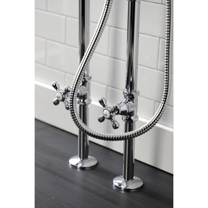 Kingston CCK226K1 Three-Handle 2-Hole Freestanding Clawfoot Tub Faucet Package with Supply Line and Stop Valve, Polished Chrome