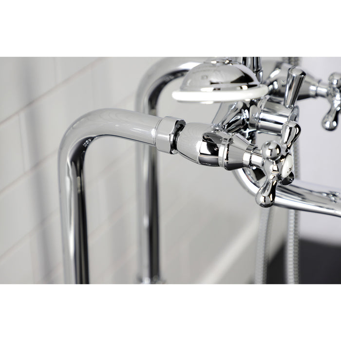 Kingston Heirloom CCK226K1 - Kingston Three-Handle 2-Hole Freestanding Clawfoot Tub Faucet Package with Supply Line and Stop Valve, Polished Chrome