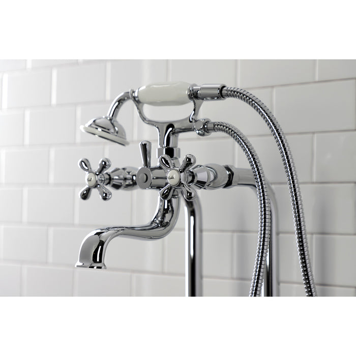 Kingston Heirloom CCK226K1 - Kingston Three-Handle 2-Hole Freestanding Clawfoot Tub Faucet Package with Supply Line and Stop Valve, Polished Chrome