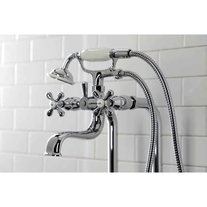 Kingston CCK226K1 Three-Handle 2-Hole Freestanding Clawfoot Tub Faucet Package with Supply Line and Stop Valve, Polished Chrome