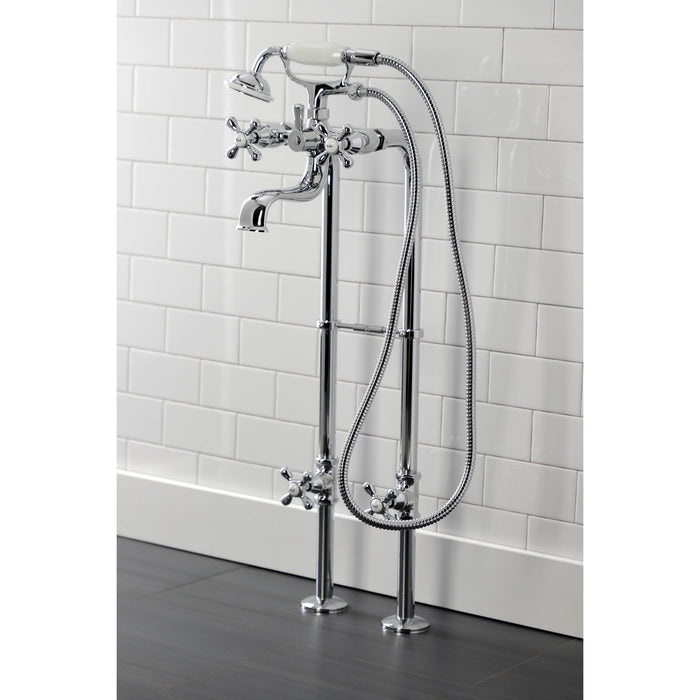 Kingston Heirloom CCK226K1 - Kingston Three-Handle 2-Hole Freestanding Clawfoot Tub Faucet Package with Supply Line and Stop Valve, Polished Chrome