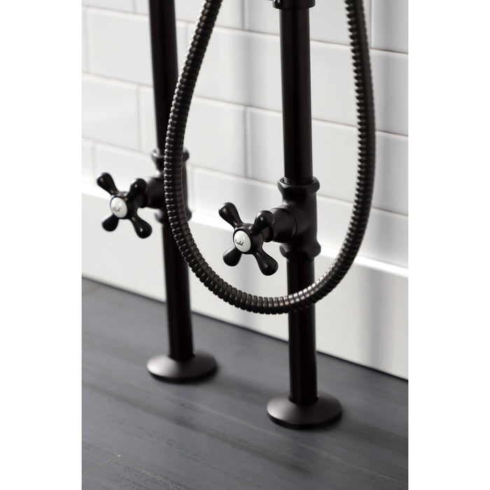 Kingston Heirloom CCK226K5 - Kingston Three-Handle 2-Hole Freestanding Clawfoot Tub Faucet Package with Supply Line and Stop Valve, Oil Rubbed Bronze