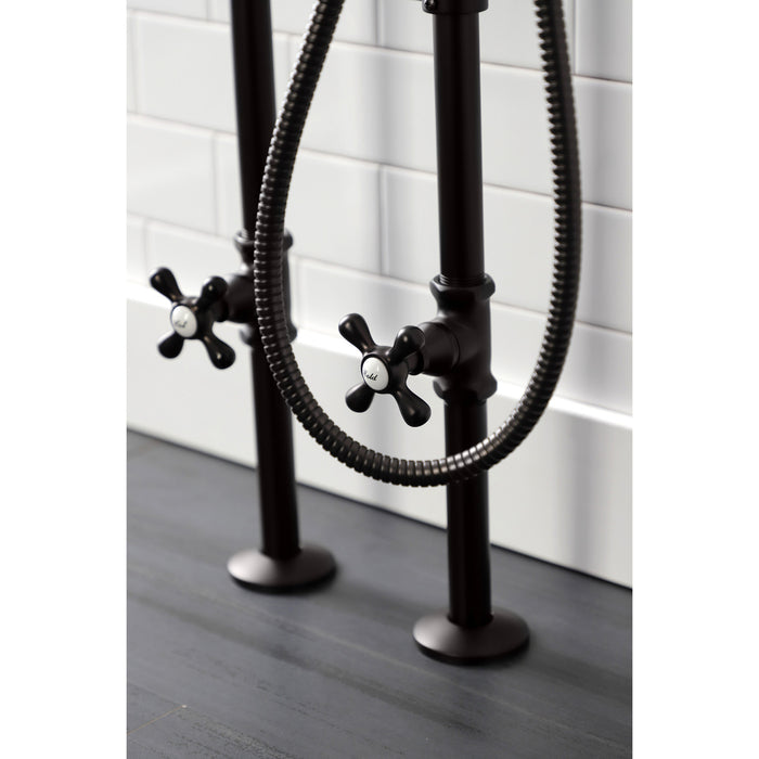 Kingston CCK226K5 Three-Handle 2-Hole Freestanding Clawfoot Tub Faucet Package with Supply Line and Stop Valve, Oil Rubbed Bronze
