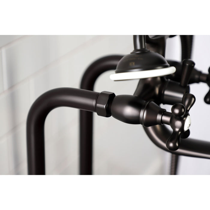 Kingston Heirloom CCK226K5 - Kingston Three-Handle 2-Hole Freestanding Clawfoot Tub Faucet Package with Supply Line and Stop Valve, Oil Rubbed Bronze