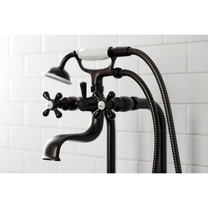 Kingston Heirloom CCK226K5 - Kingston Three-Handle 2-Hole Freestanding Clawfoot Tub Faucet Package with Supply Line and Stop Valve, Oil Rubbed Bronze