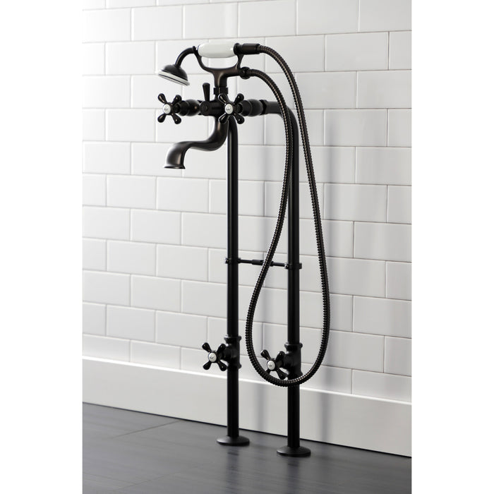 Kingston CCK226K5 Three-Handle 2-Hole Freestanding Clawfoot Tub Faucet Package with Supply Line and Stop Valve, Oil Rubbed Bronze